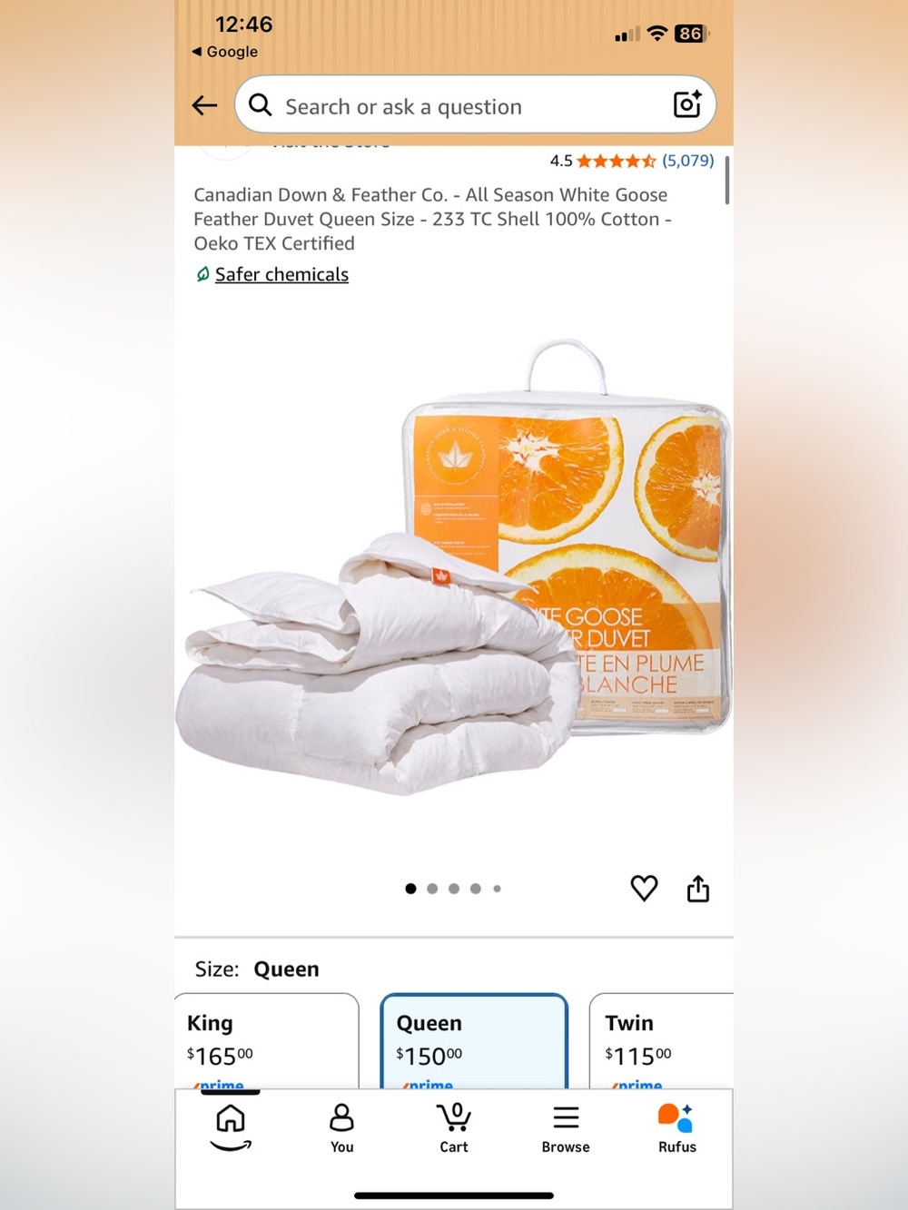 Goose feather duvet insert - Queen